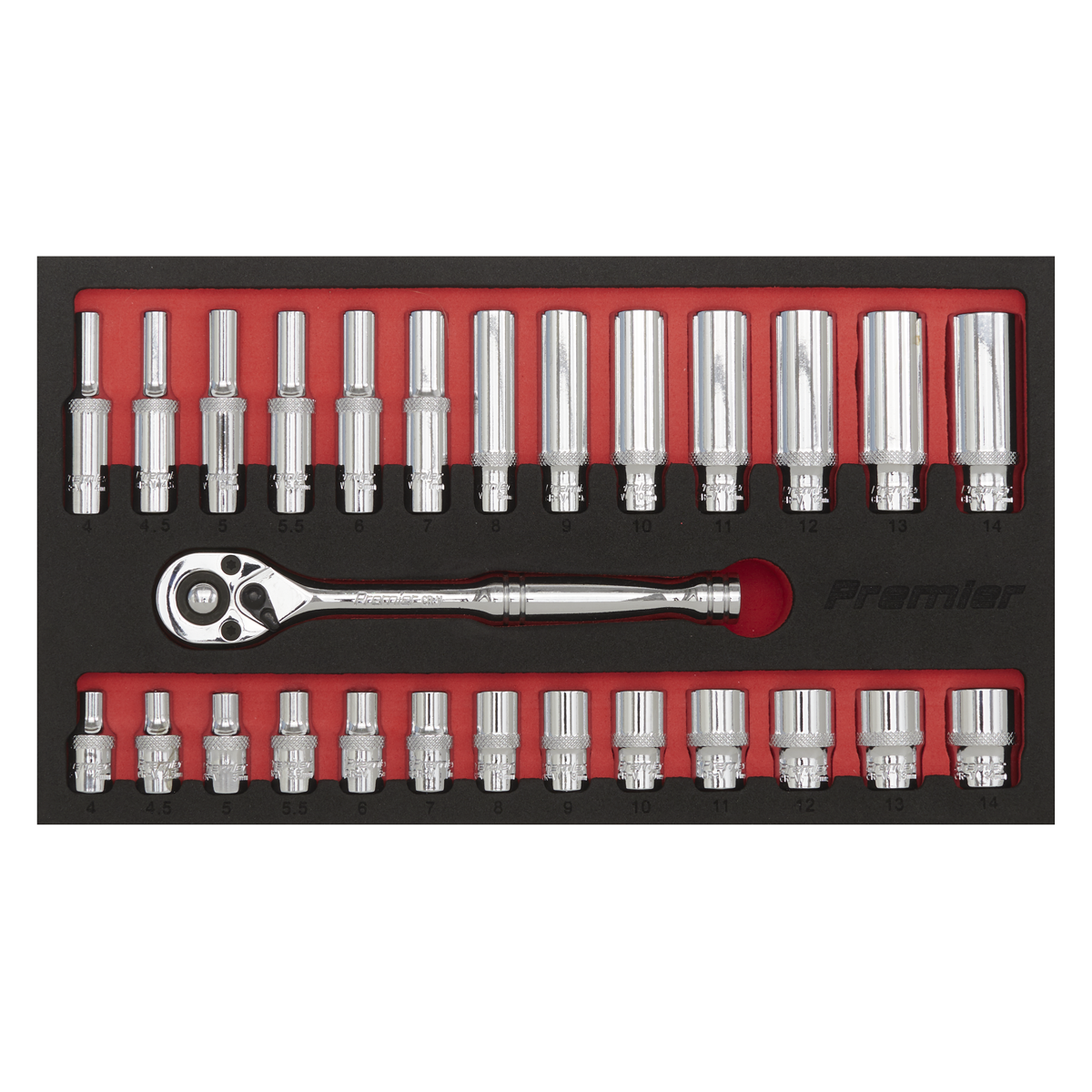 Ratchet Wrench & Socket Set 1/4"Sq Drive 27pc AK66721
