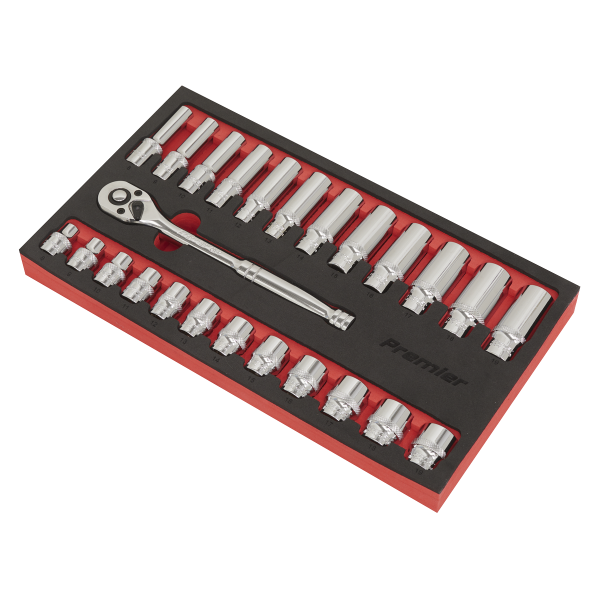 Ratchet Wrench & Socket Set 3/8"Sq Drive 25pc AK66722
