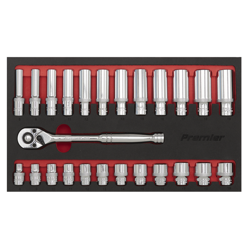Ratchet Wrench & Socket Set 3/8"Sq Drive 25pc AK66722
