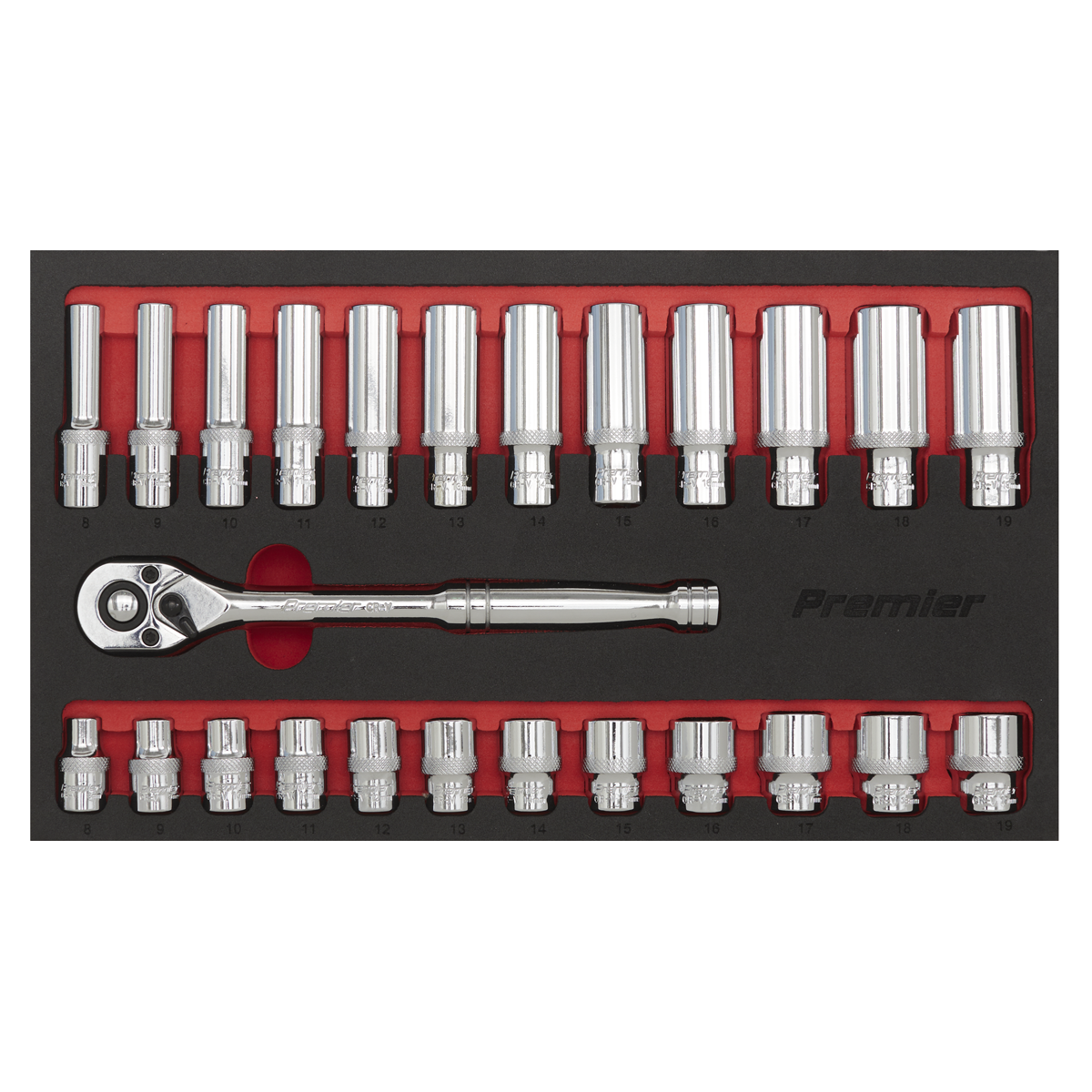 Ratchet Wrench & Socket Set 3/8"Sq Drive 25pc AK66722