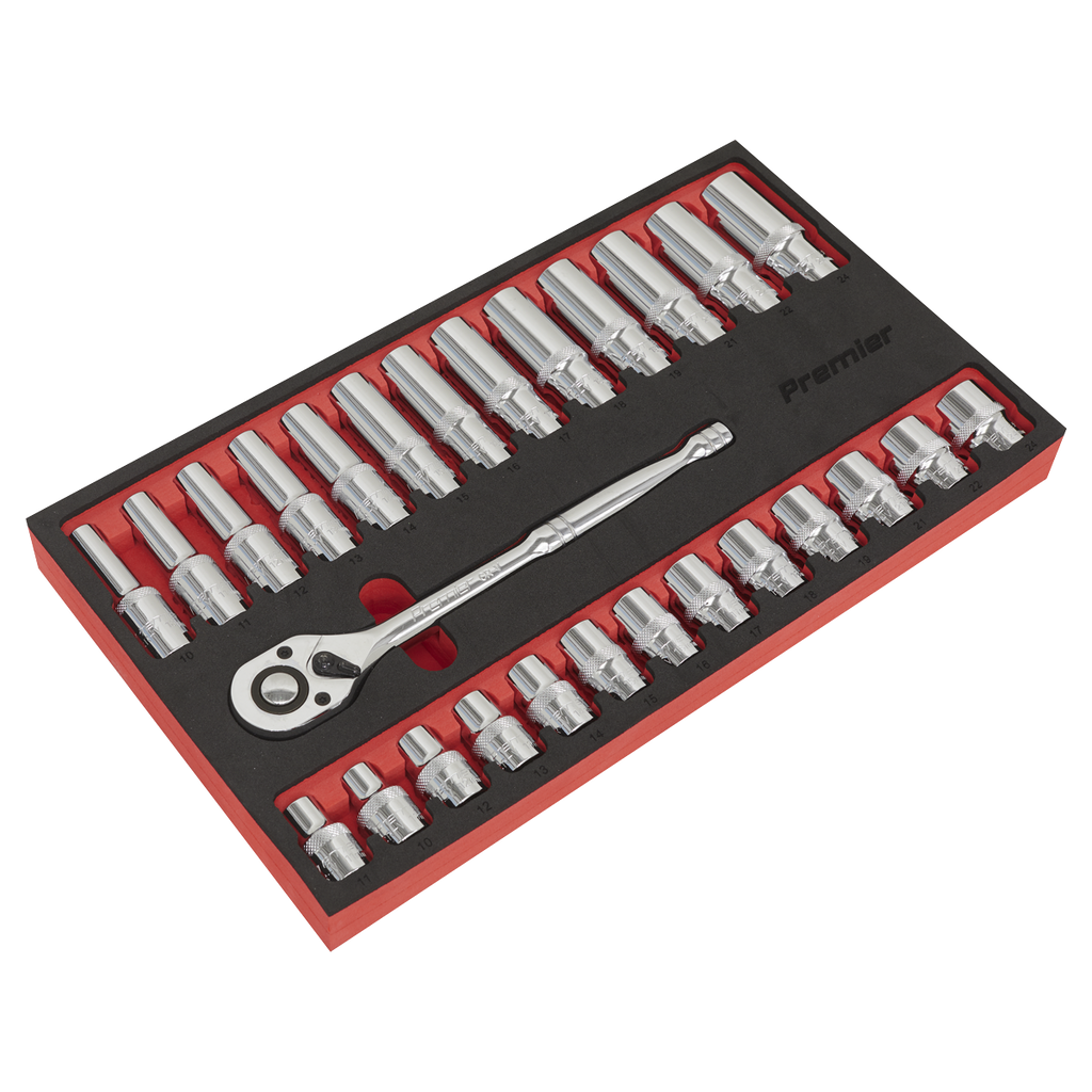 Ratchet Wrench & Socket Set 1/2"Sq Drive 27pc AK66723