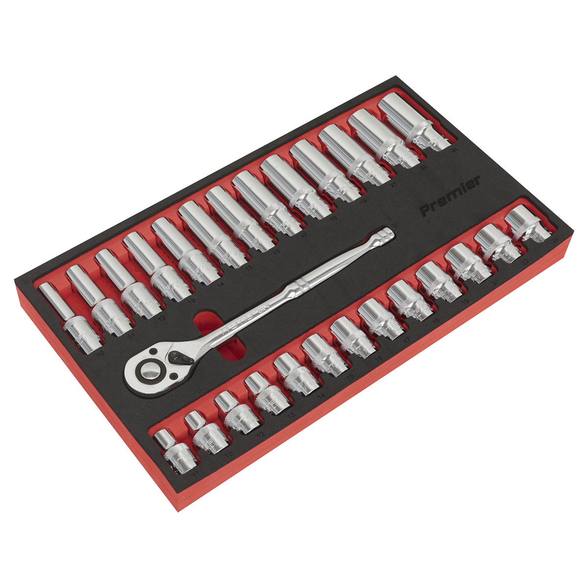 Ratchet Wrench & Socket Set 1/2"Sq Drive 27pc AK66723