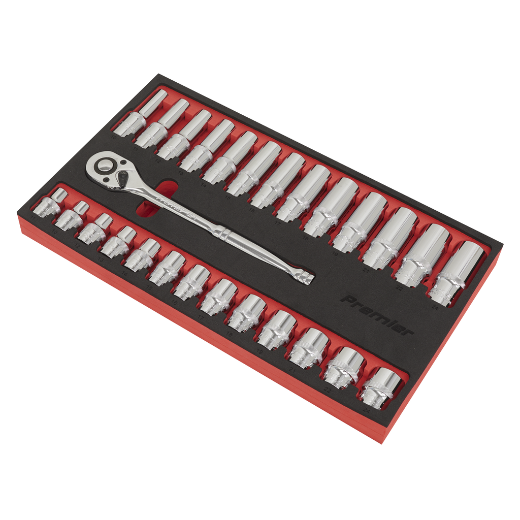 Ratchet Wrench & Socket Set 1/2"Sq Drive 27pc AK66723