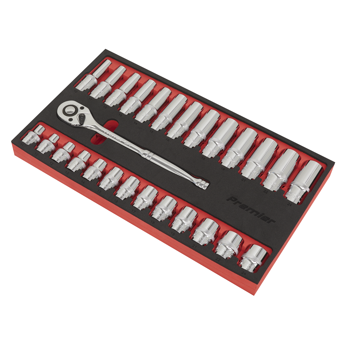 Ratchet Wrench & Socket Set 1/2"Sq Drive 27pc AK66723