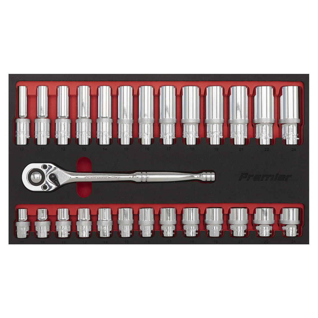 Ratchet Wrench & Socket Set 1/2"Sq Drive 27pc AK66723