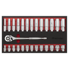Ratchet Wrench & Socket Set 1/2"Sq Drive 27pc AK66723