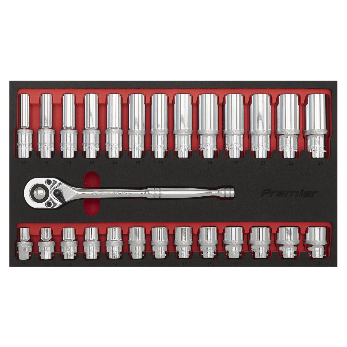 Ratchet Wrench & Socket Set 1/2"Sq Drive 27pc AK66723