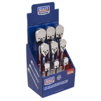 Pear-Head Ratchet Wrenches with Flip Reverse 1/4", 3/8" & 1/2"Sq Drive - Display Box of 9 AK6672DB