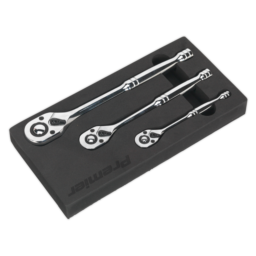 Pear-Head Ratchet Wrench Set with Flip Reverse 3pc AK6672
