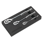 Pear-Head Ratchet Wrench Set with Flip Reverse 3pc AK6672