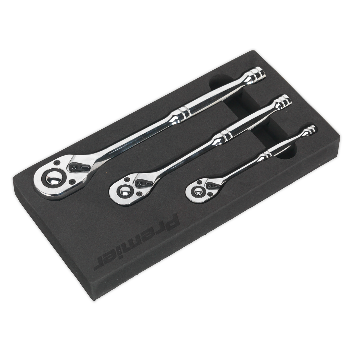 Pear-Head Ratchet Wrench Set with Flip Reverse 3pc AK6672