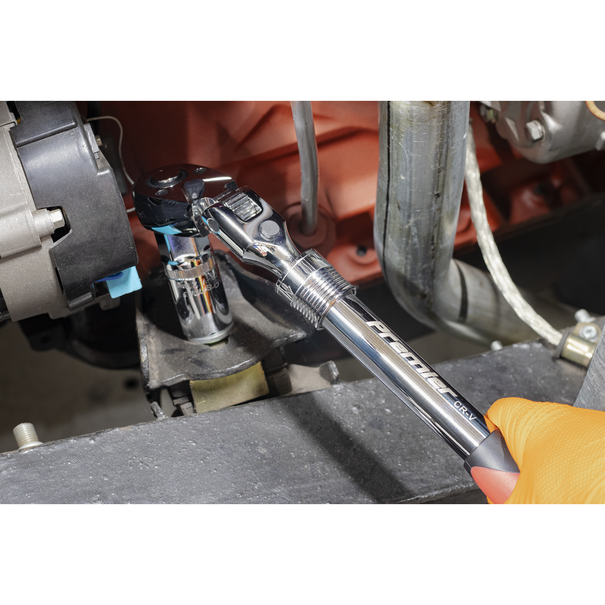 Locking Flexi-Head Extendable Ratchet Wrench 1/2"Sq Drive AK6682