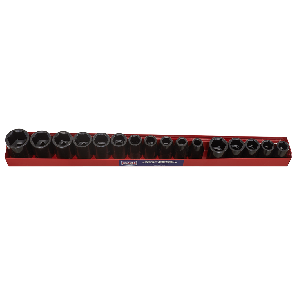 Metric/Imperial Impact Socket Set 1/2"Sq Drive 16pc AK684
