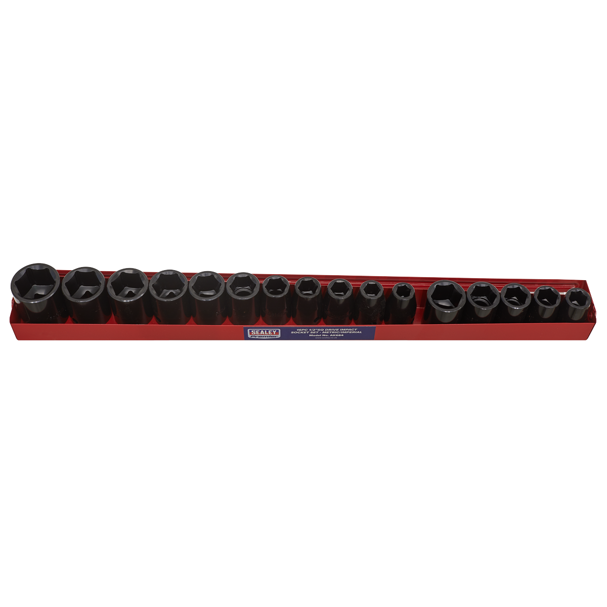 Metric/Imperial Impact Socket Set 1/2"Sq Drive 16pc AK684