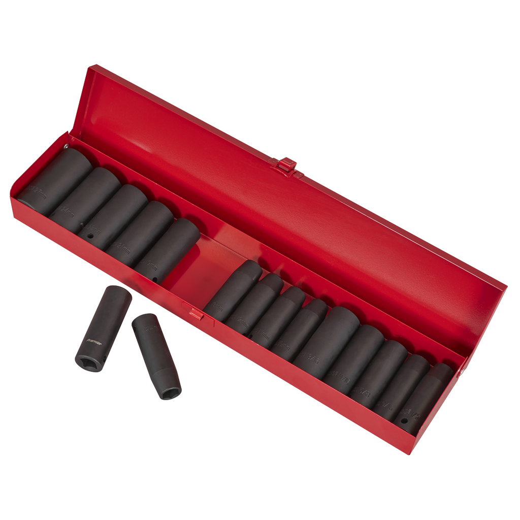 Metric/Imperial Deep Impact Socket Set 1/2"Sq Drive 16pc AK685