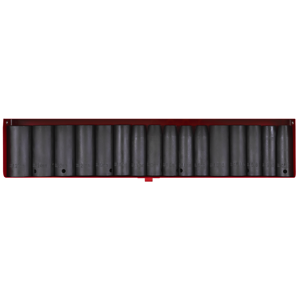 Metric/Imperial Deep Impact Socket Set 1/2"Sq Drive 16pc AK685