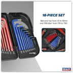 Long Anti-Slip TRX-Star* & Ball-End Hex Key Set 18pc AK7176