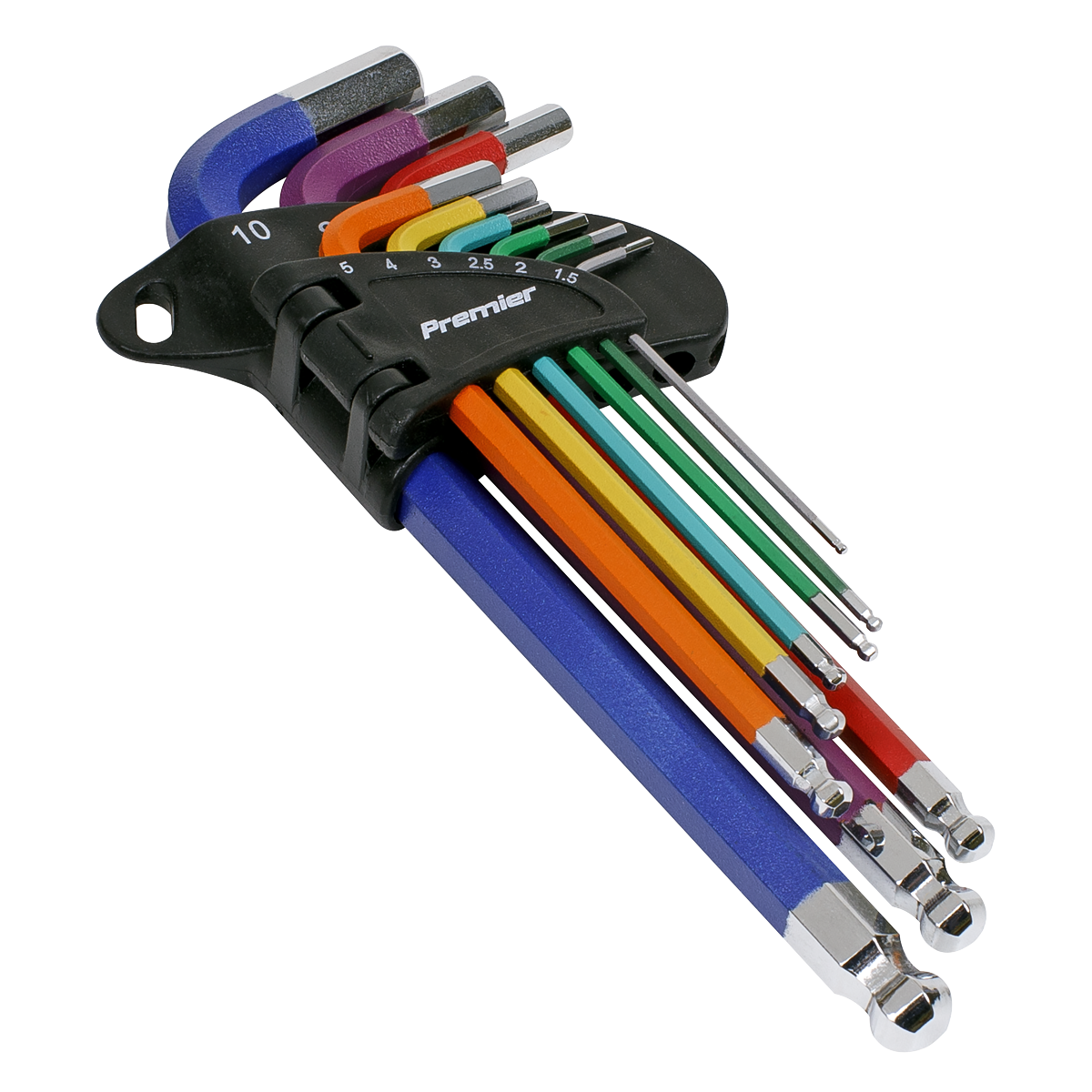 Long Colour-Coded Ball-End Hex Key Set 9pc - Display Box of 10 AK7190DB