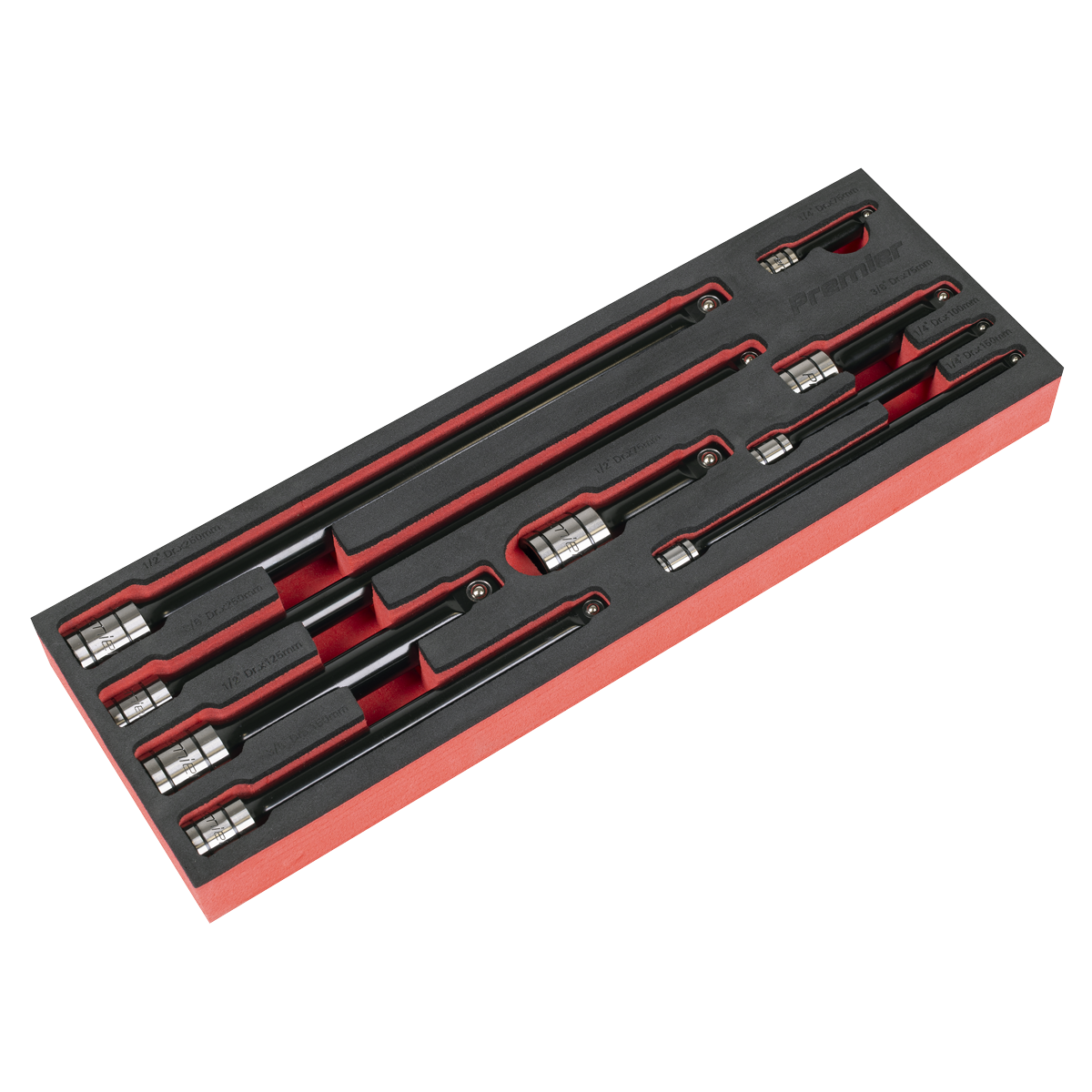 Wobble/Rigid Extension Bar Set 1/4", 3/8" & 1/2"Sq Drive 9pc - Premier Black AK7693
