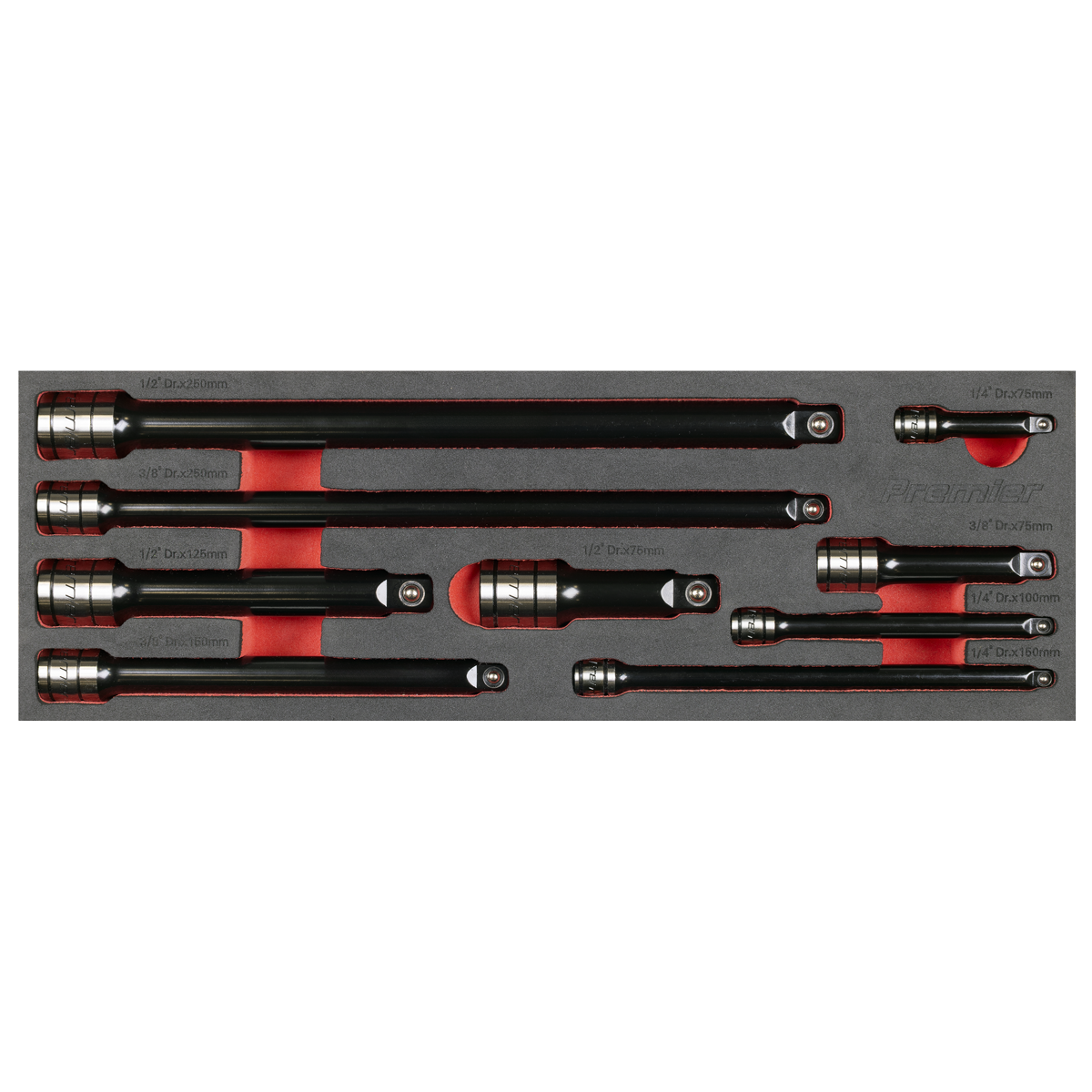 Wobble/Rigid Extension Bar Set 1/4", 3/8" & 1/2"Sq Drive 9pc - Premier Black AK7693