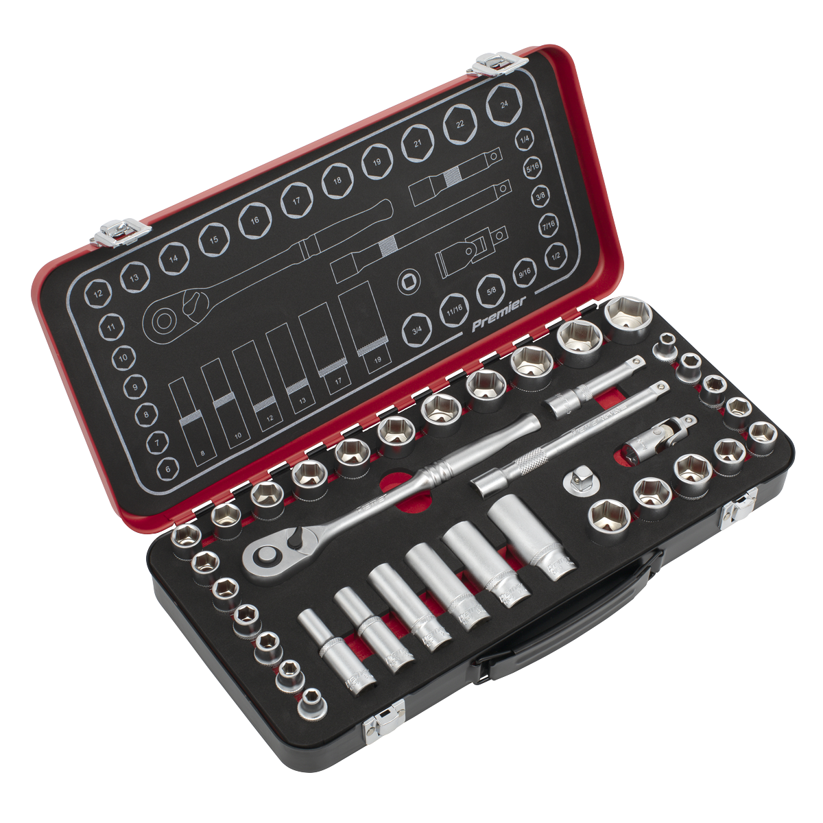 Metric/Imperial Socket Set 3/8"Sq Drive 37pc AK7923