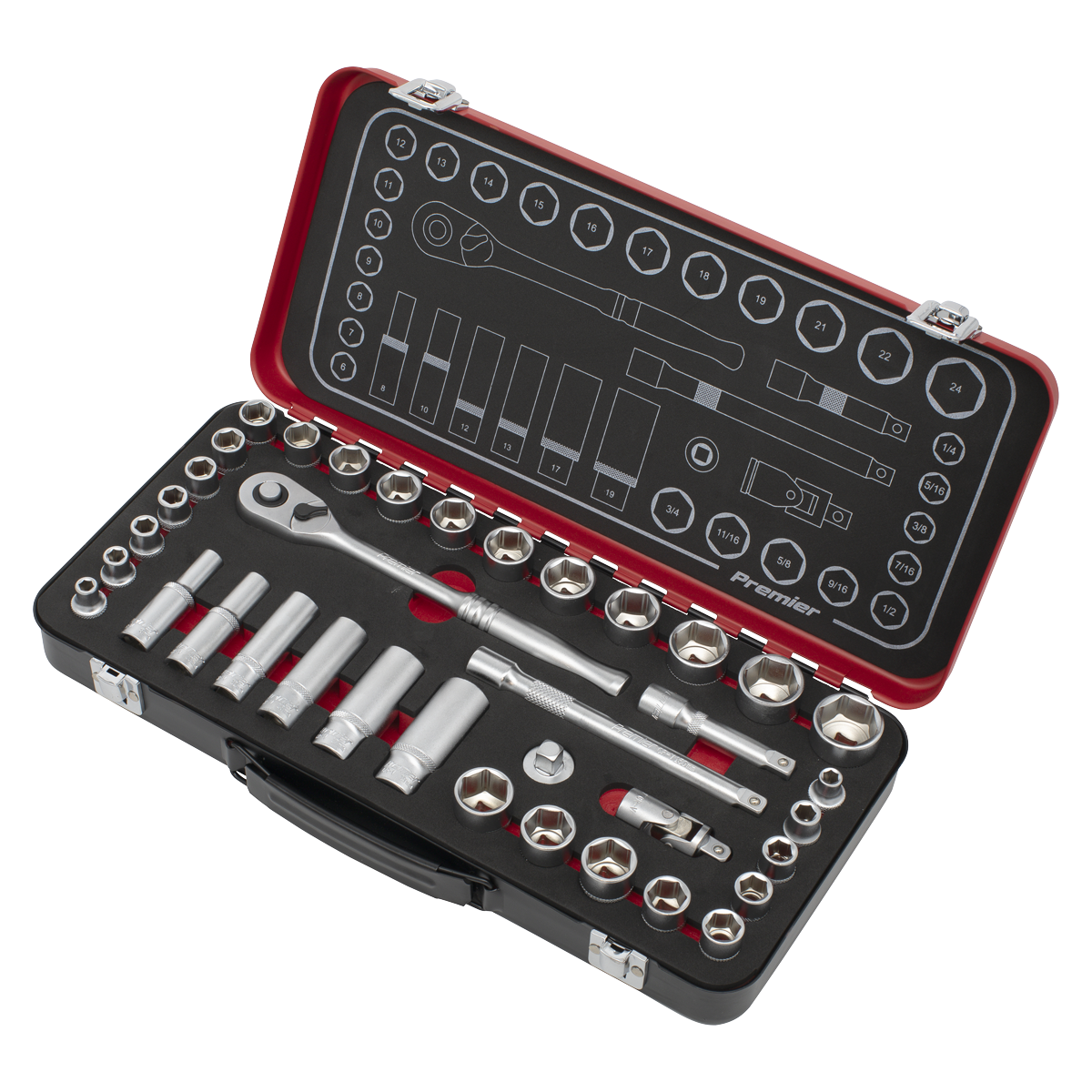 Metric/Imperial Socket Set 3/8"Sq Drive 37pc AK7923