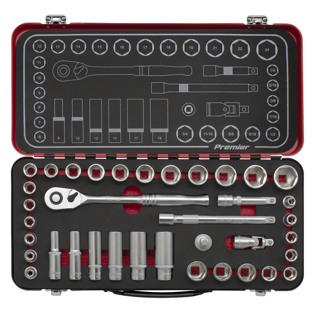 Metric/Imperial Socket Set 3/8"Sq Drive 37pc AK7923