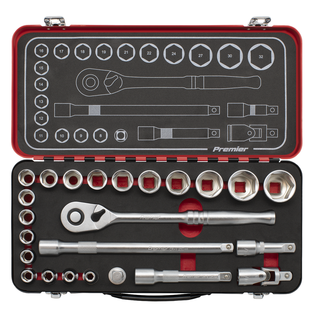 Socket Set 1/2"Sq Drive 24pc AK7924