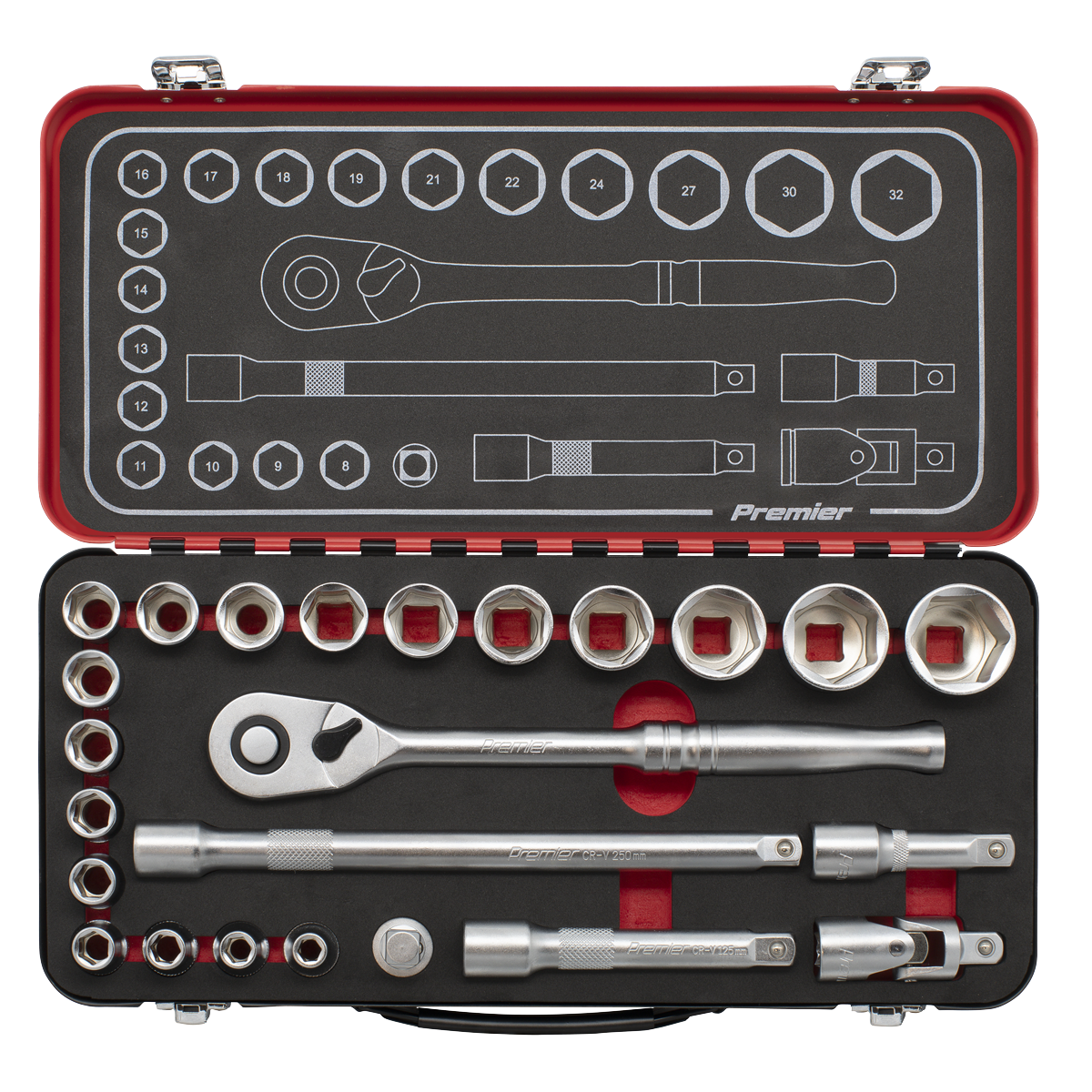 Socket Set 1/2"Sq Drive 24pc AK7924