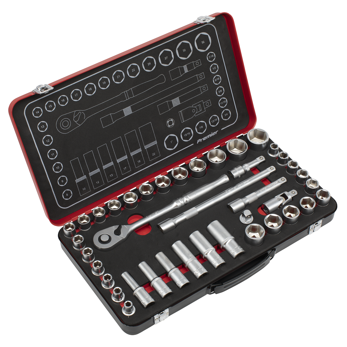 Metric/Imperial Socket Set 1/2"Sq Drive 40pc AK7925