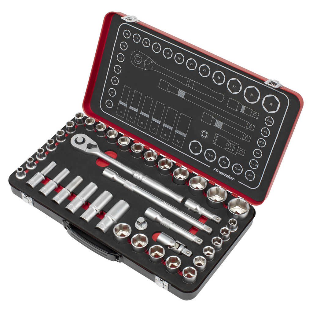 Metric/Imperial Socket Set 1/2"Sq Drive 40pc AK7925