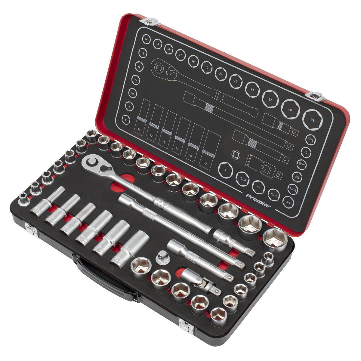 Metric/Imperial Socket Set 1/2"Sq Drive 40pc AK7925