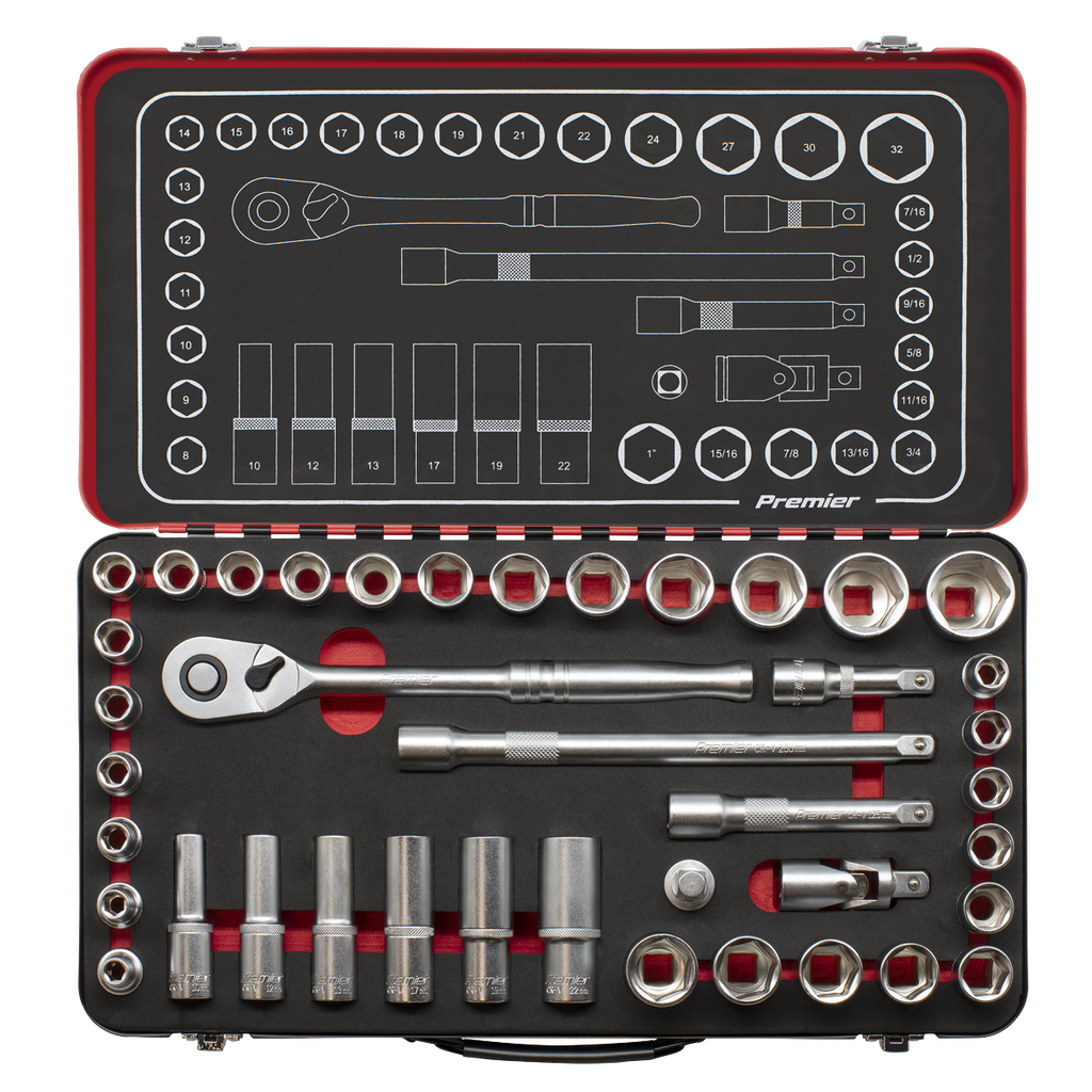Metric/Imperial Socket Set 1/2"Sq Drive 40pc AK7925