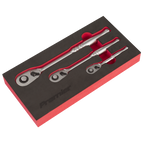 Pear-Head Ratchet Wrench Set with Flip Reverse 3pc AK7933