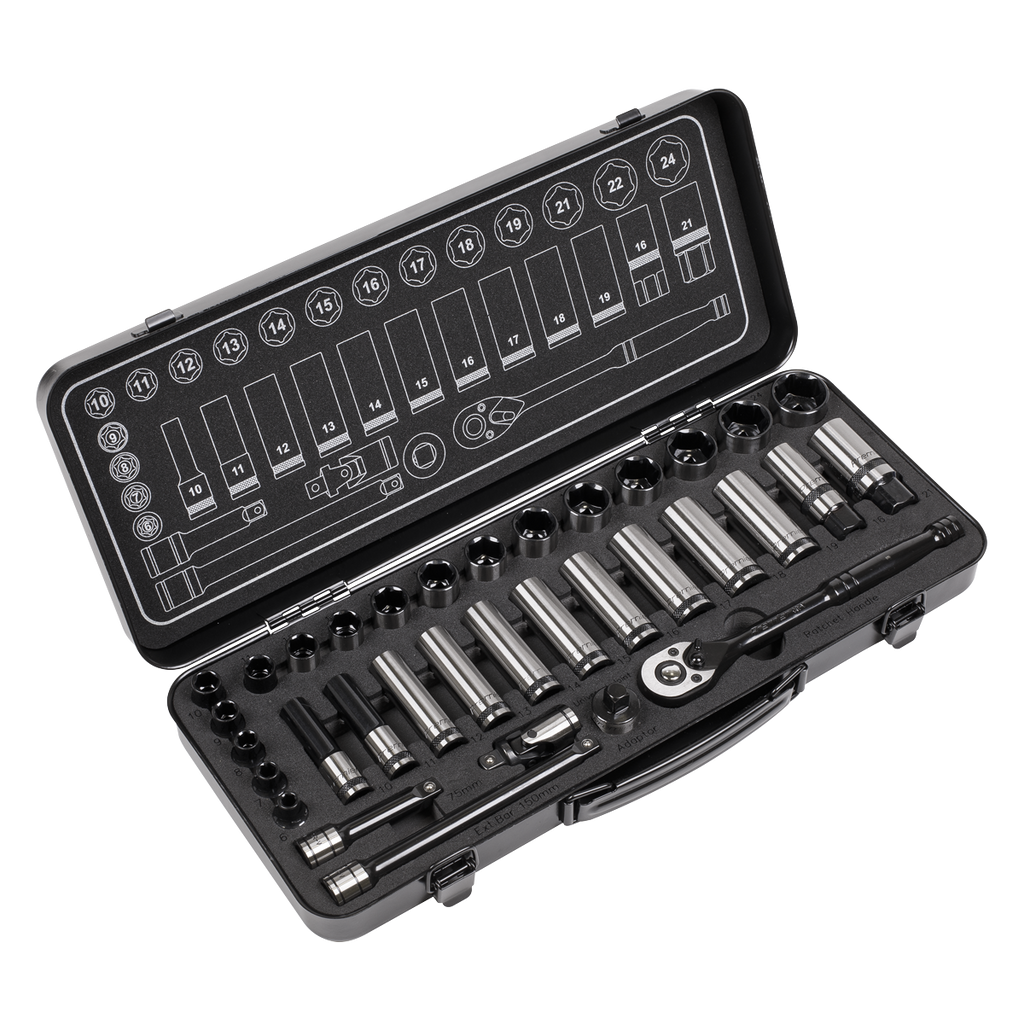 Socket Set 3/8"Sq Drive 34pc AK7971
