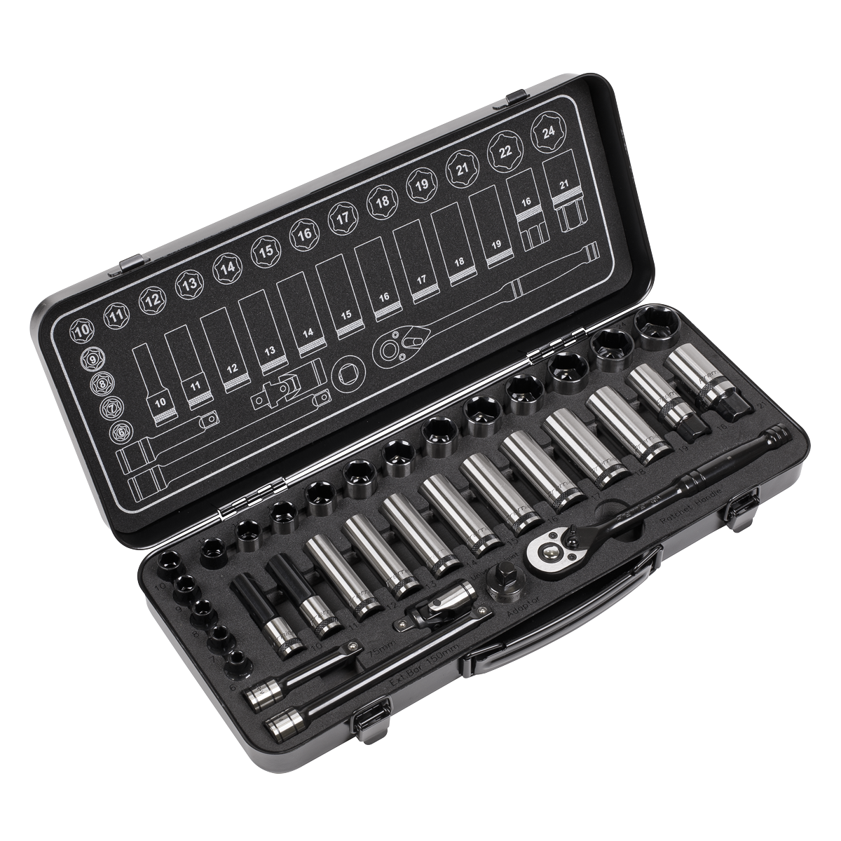 Socket Set 3/8"Sq Drive 34pc AK7971