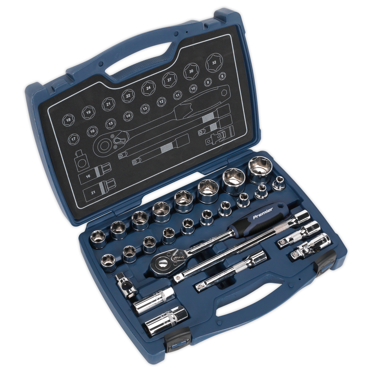 Socket Set 1/2"Sq Drive 26pc AK8992