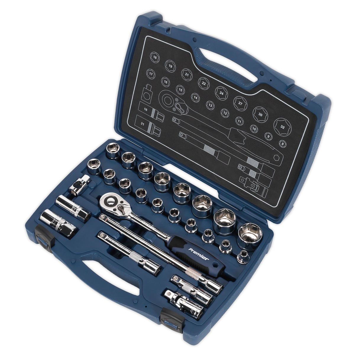 Socket Set 1/2"Sq Drive 26pc AK8992
