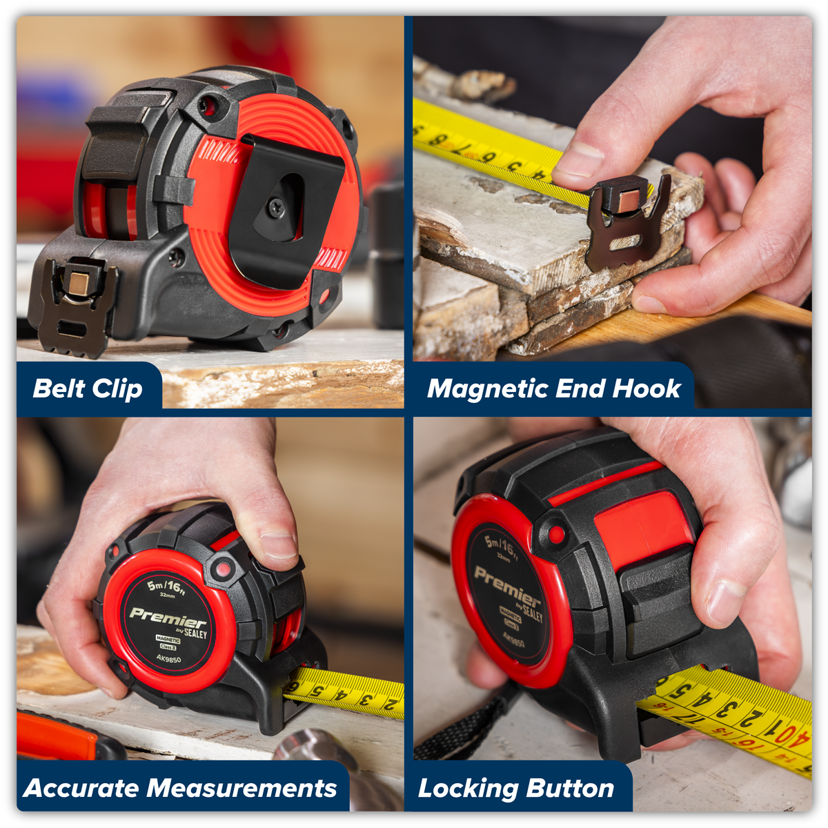 Metric/Imperial Tape Measure Extra-Wide Blade 5m(16ft) x 32mm AK9850