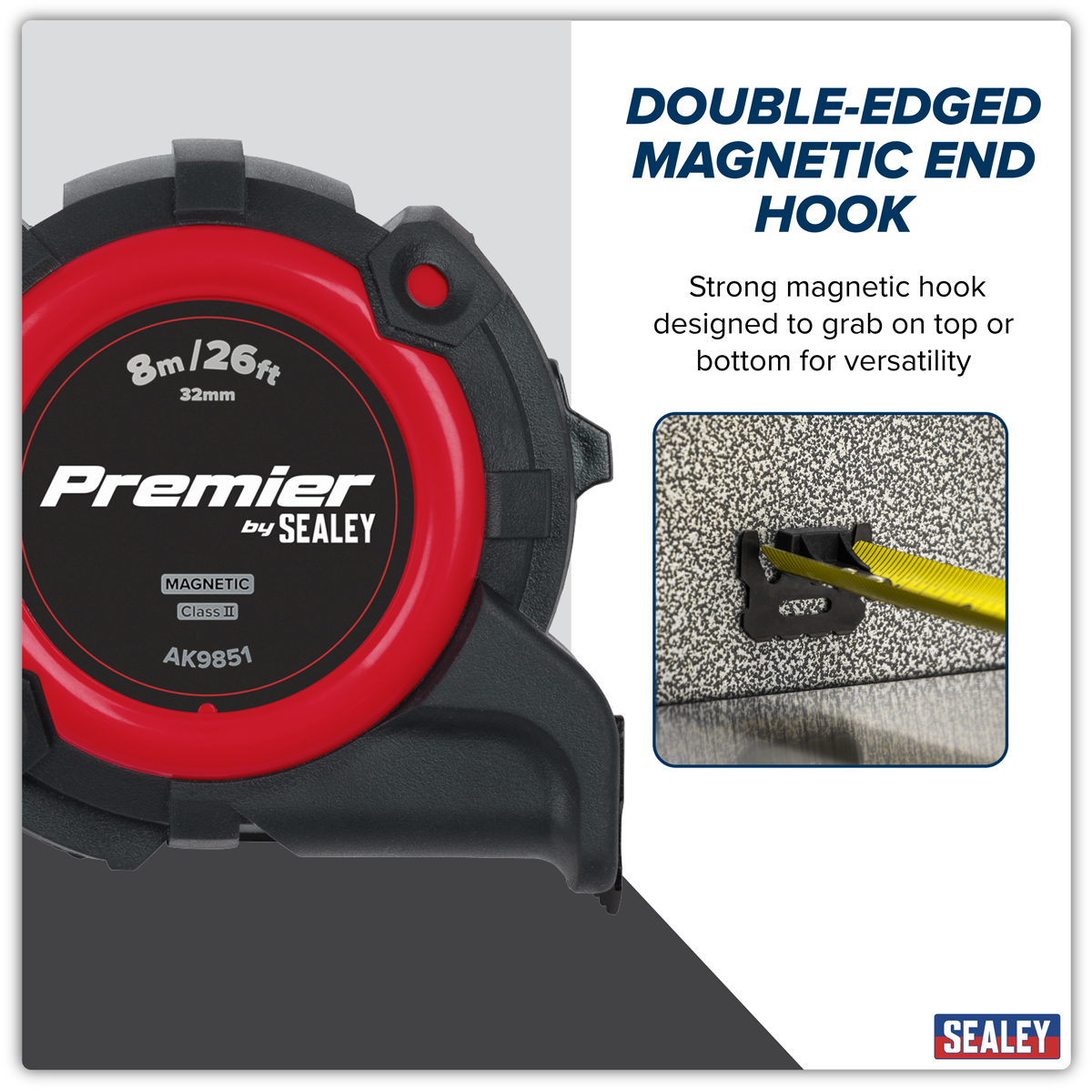 Metric/Imperial Tape Measure Extra-Wide Blade 8m(26ft) x 32mm AK9851