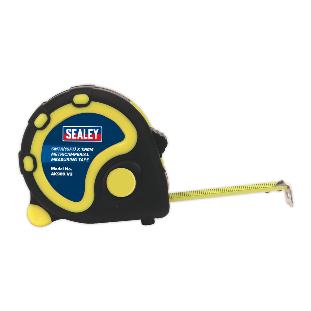 Metric/Imperial Rubber Tape Measure 5m(16ft) x 19mm - Display Box of 12 AK98912