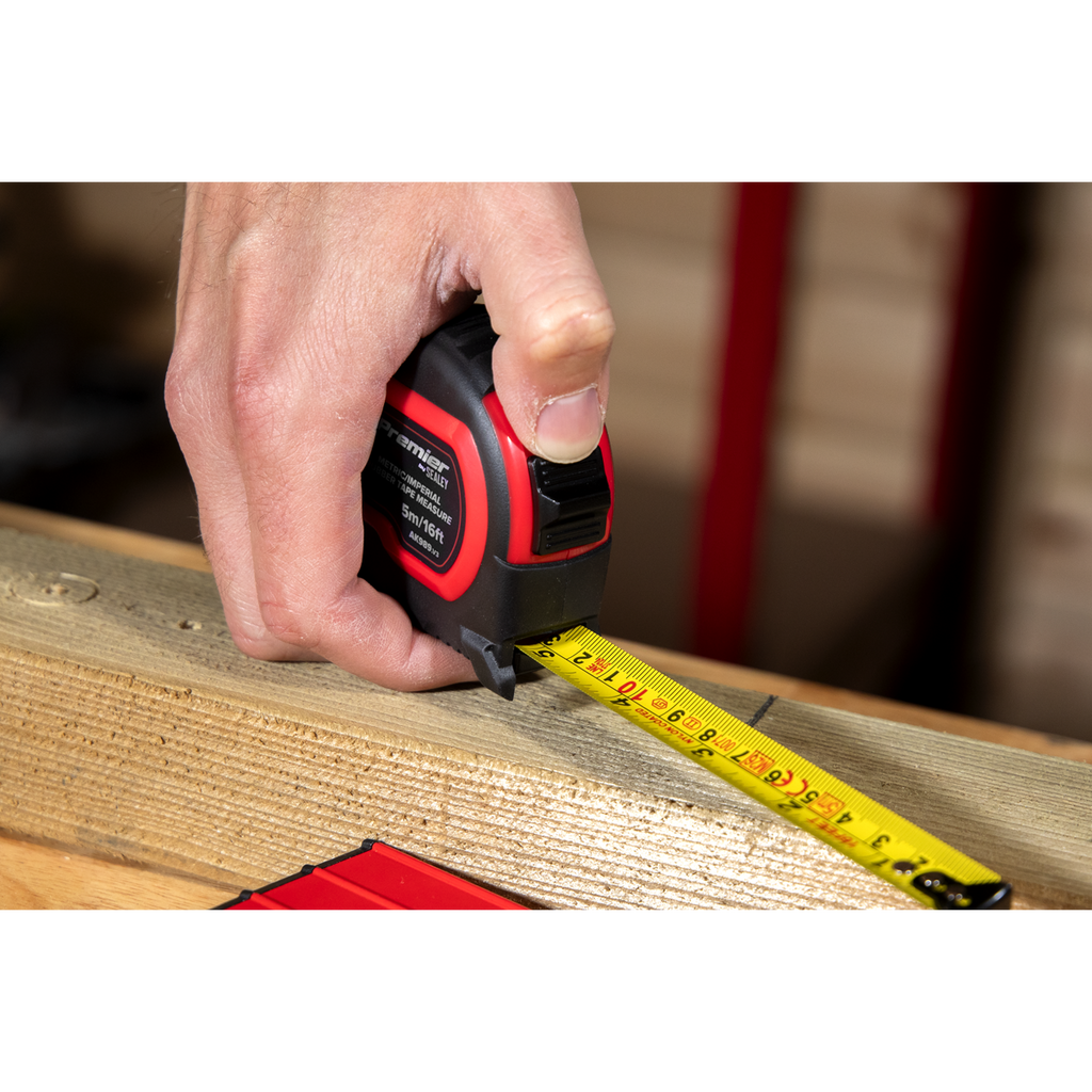 Metric/Imperial Rubber Tape Measure 5m(16ft) x 19mm - Display Box of 12 AK98912
