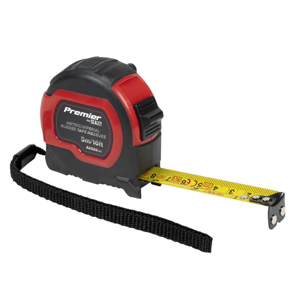 Metric/Imperial Rubber Tape Measure 5m(16ft) x 19mm - Display Box of 12 AK98912