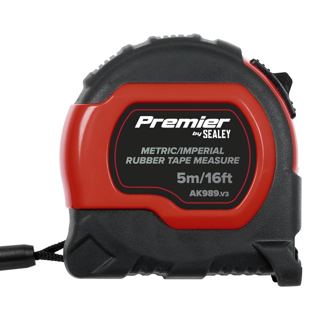Metric/Imperial Rubber Tape Measure 5m(16ft) x 19mm - Display Box of 12 AK98912
