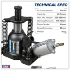 Manual/Air Hydraulic Bottle Jack 20 Tonne AM20SLE