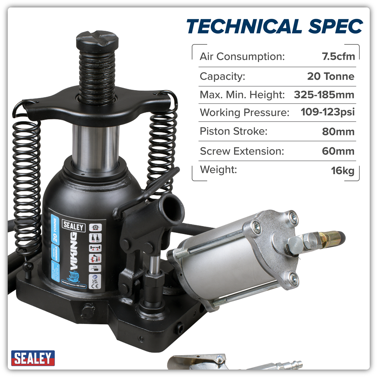 Manual/Air Hydraulic Bottle Jack 20 Tonne AM20SLE