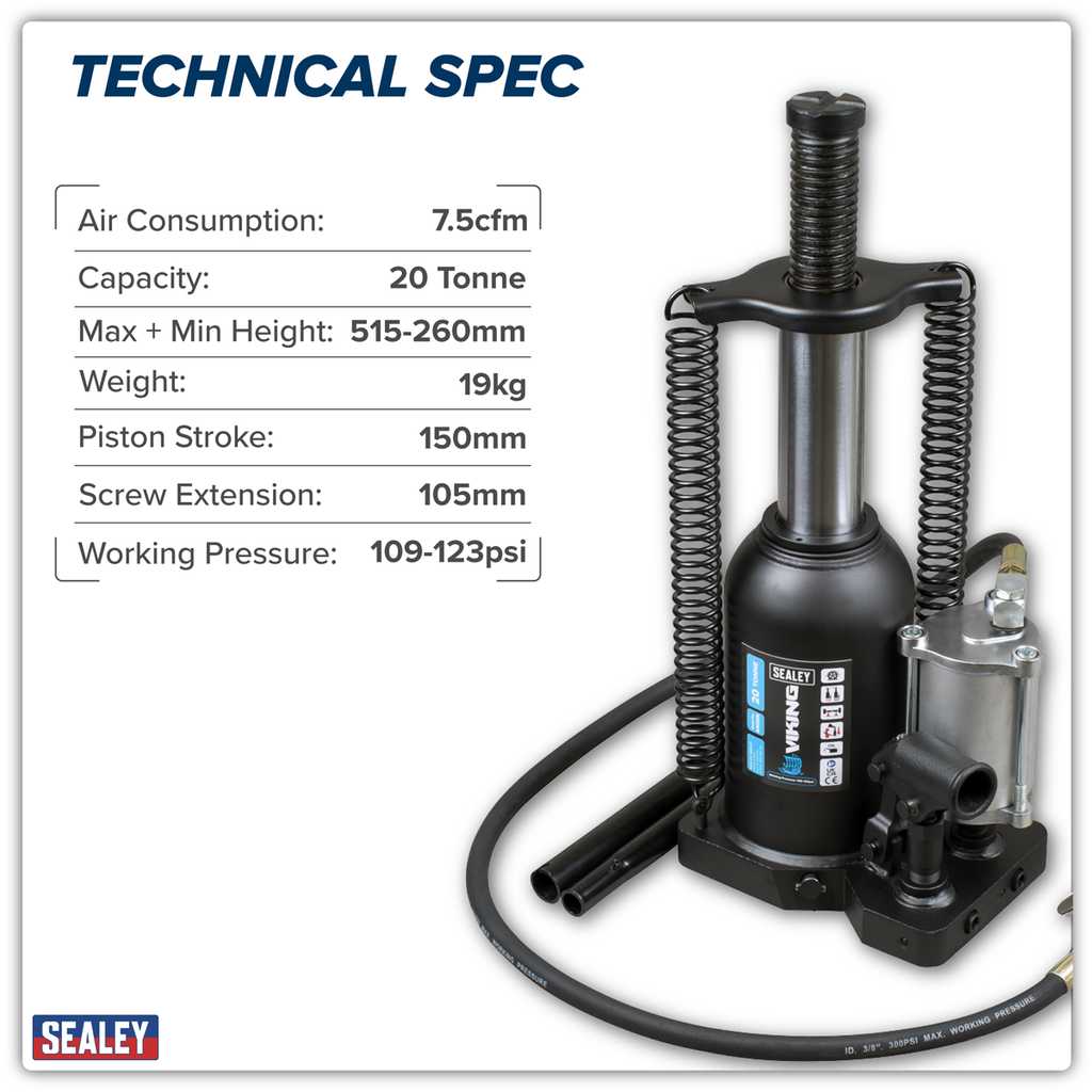 Manual/Air Hydraulic Bottle Jack 20 Tonne AM20S