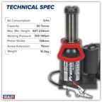 Manual/Air Hydraulic Bottle Jack 20 Tonne AM20