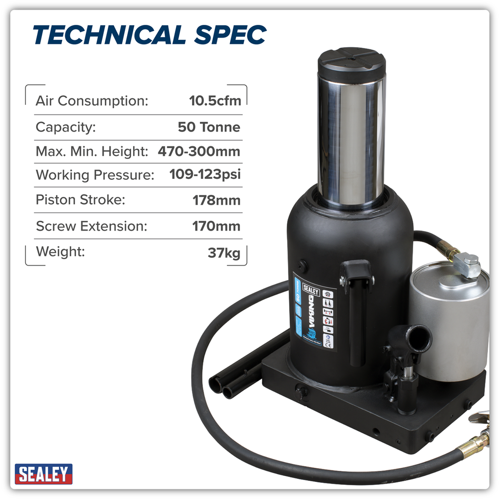 Manual/Air Hydraulic Bottle Jack 50 Tonne AM50S
