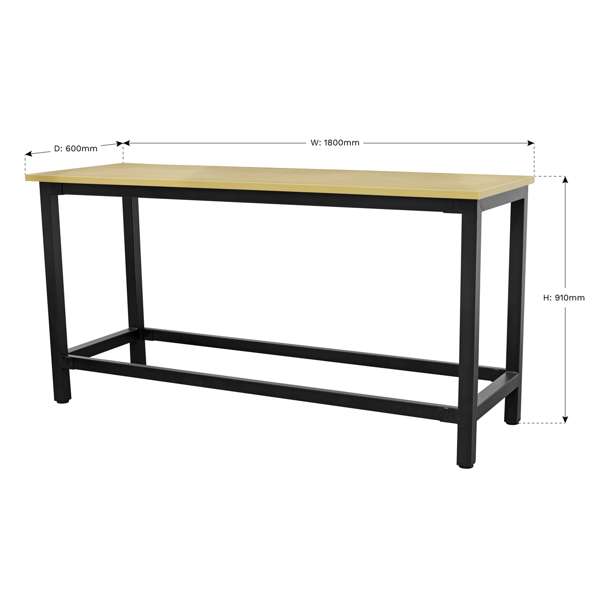 Heavy-Duty Steel Workbench with 25mm MDF Top 1.8m AP0618